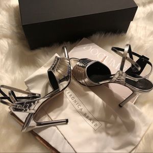 Veronica Beard Silver Leather Sandals